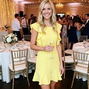 BCBGeneration NWOT $118 Size 2 Butter Yellow‎ Ruffle Sleeve & Hem Mini Dress